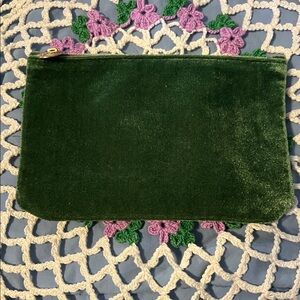 Ipsy Green Velvet Zipper Pouch